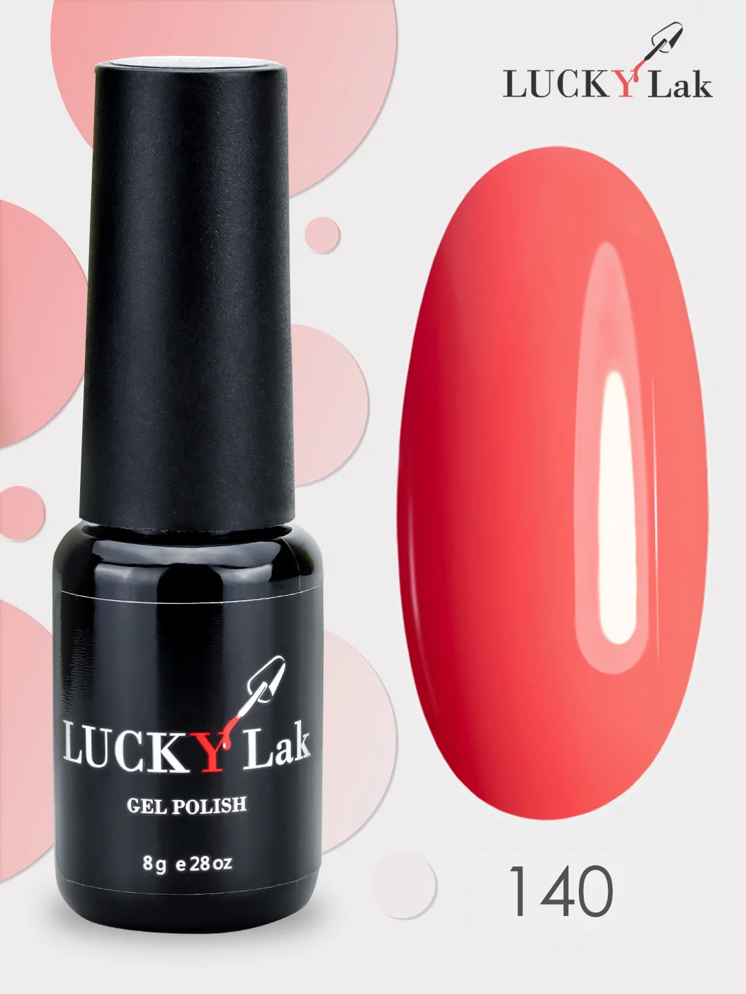 Гель лак для ногтей, гель-лак LuckyLak FL №140, 8g красный коралл лак для маникюра