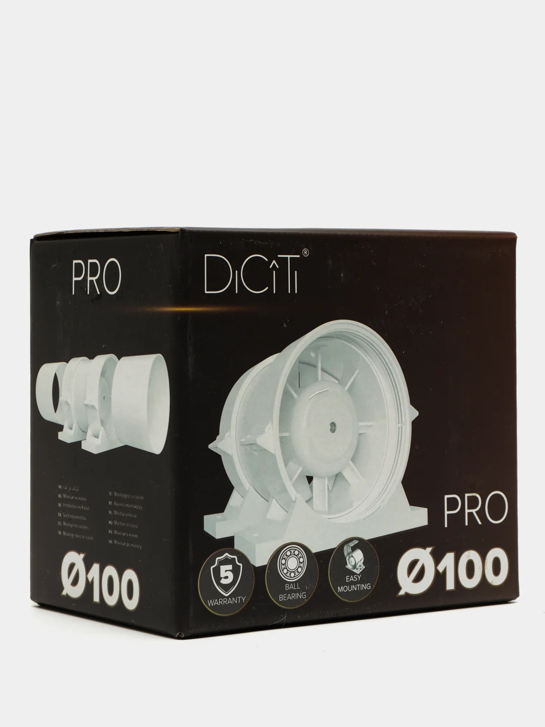 Канальный вентилятор 100 приточно вытяжной с крепежным комплектом DICITI PRO 4