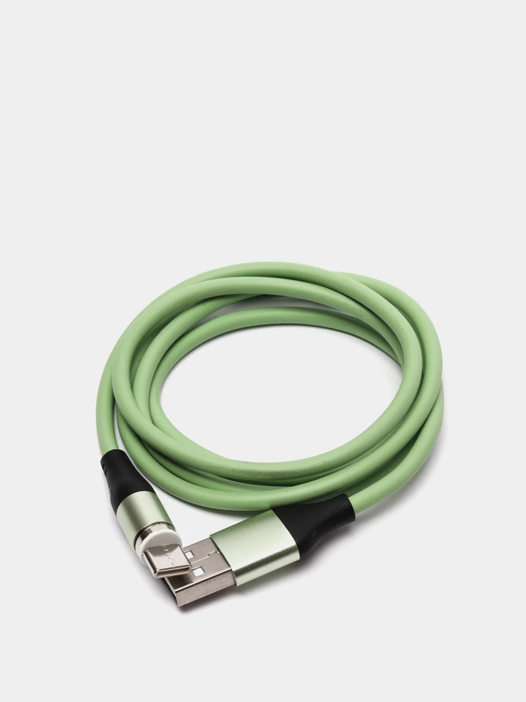 Зеленый кабель силиконовый 3.0A Type-C, Micro-USB, Lightning, магнитный, быстрая зарядка