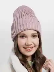 Конфетный шапка бини / шапка женская /шапка с отворотом /на осень вязаная / с утеплителем / 9 цветов