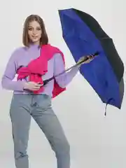 Индиго инвертированный женский зонт, двухслойный