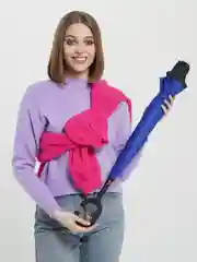 Индиго инвертированный женский зонт, двухслойный