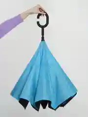 Голубой инвертированный женский зонт, двухслойный