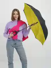 Желтый инвертированный женский зонт, двухслойный