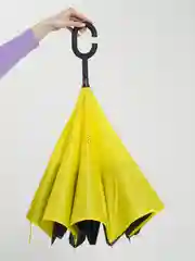 Желтый инвертированный женский зонт, двухслойный