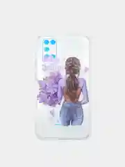 Голубой чехол силиконовый с рисунком для Samsung Galaxy A02, A02S, A32, A52, A72