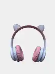 Розовый беспроводные светящиеся наушники "CAT", с кошачьими ушками