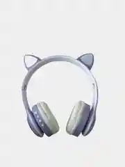 Сиреневый беспроводные светящиеся наушники "CAT", с кошачьими ушками