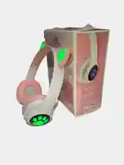 Розовый беспроводные светящиеся наушники "CAT", с кошачьими ушками