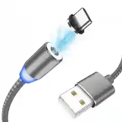 Серый магнитный USB-кабель 3 в 1 с 3-мя разъемами microusb, type C, Lightning, 3 цвета