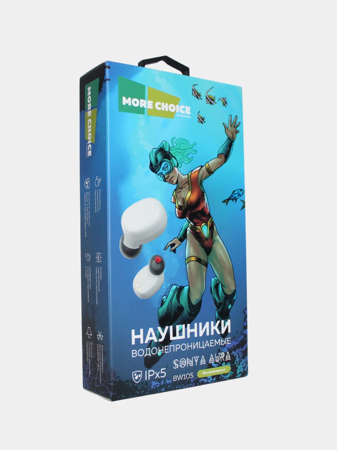 Белый bluetooth-наушники More Choice BW10S беспроводные вакуумные