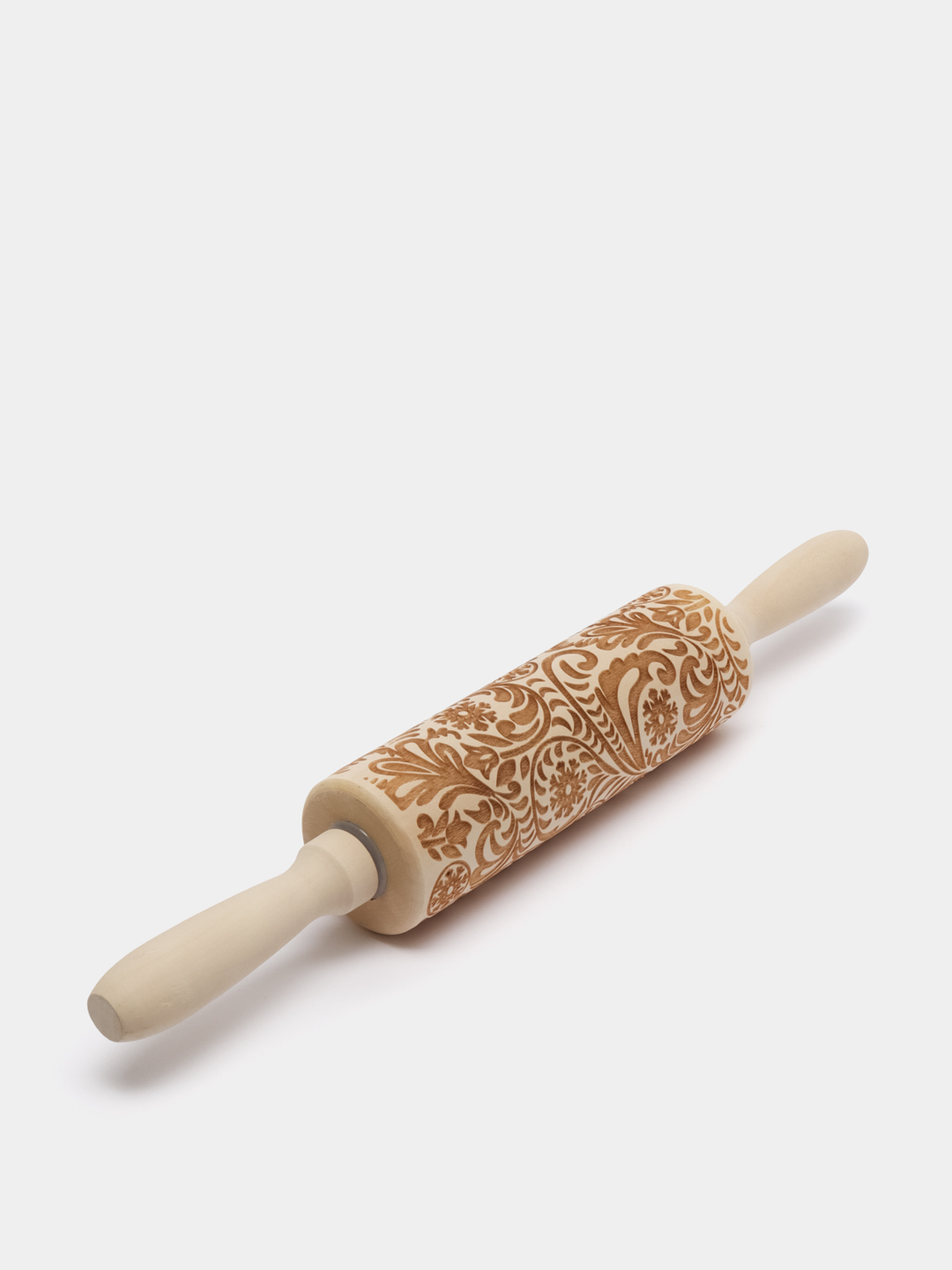 Деревянная фигурная скалка с узором для теста пряников и печенья подарочная
