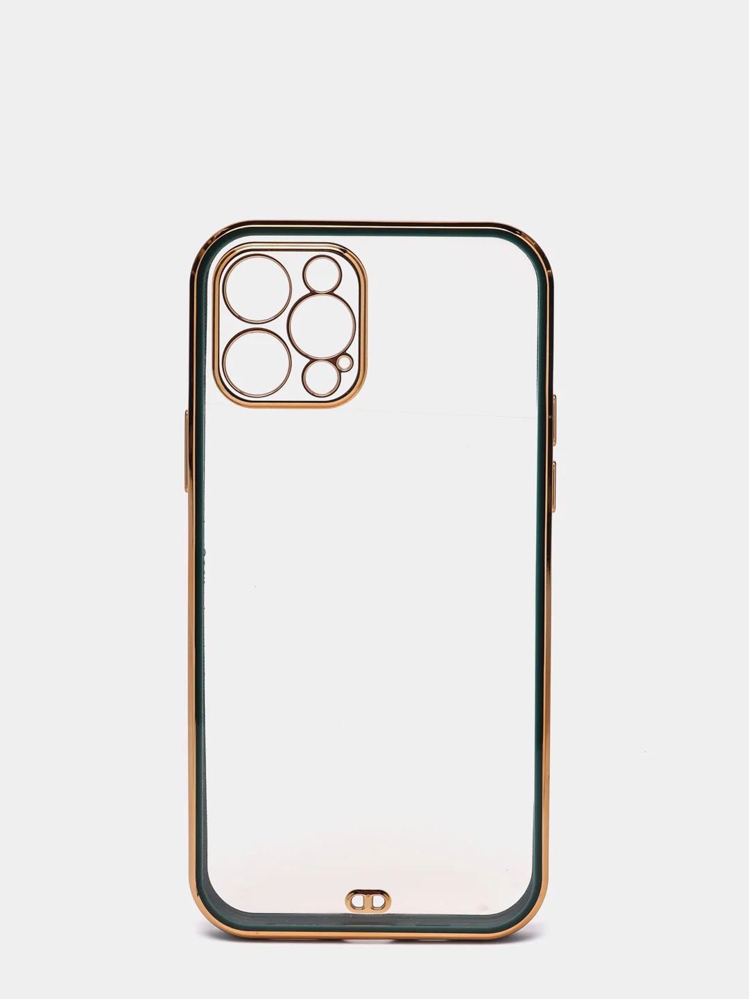 Зеленый чехол силиконовый с золотым ободком для iPhone 12 Pro, с защитой камеры, разные цвета
