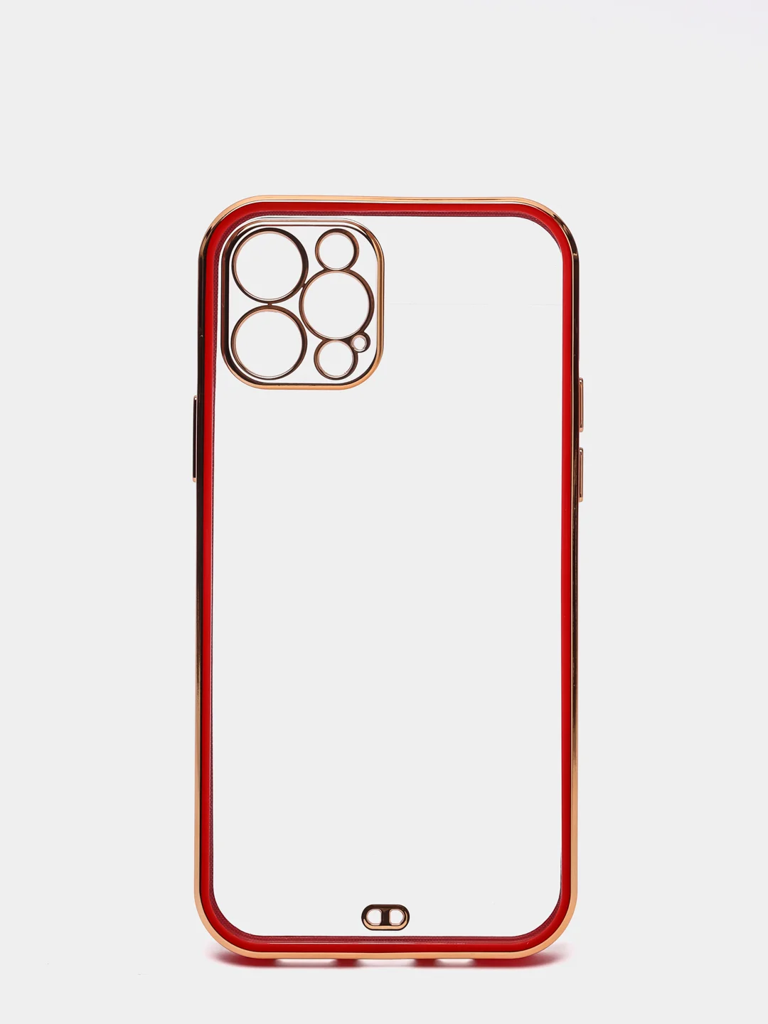 Красный чехол силиконовый с золотым ободком для iPhone 12 Pro, с защитой камеры, разные цвета