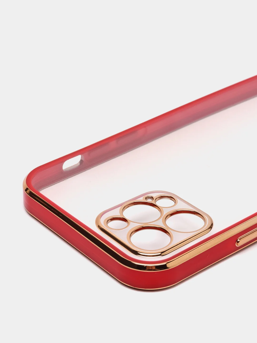 Красный чехол силиконовый с золотым ободком для iPhone 12 Pro, с защитой камеры, разные цвета