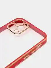 Красный чехол силиконовый с золотым ободком для iPhone 12 Pro, с защитой камеры, разные цвета