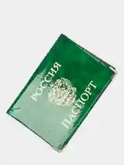 Зеленый обложка для паспорта с гербом, печать золотом