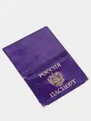 Фиолетовый обложка для паспорта с гербом, печать золотом