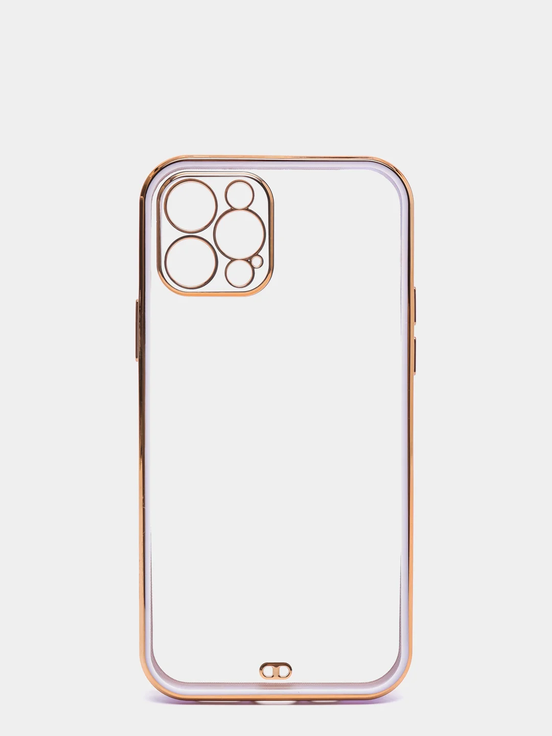 Сиреневый чехол силиконовый с золотым ободком для iPhone 12 Pro, с защитой камеры, разные цвета