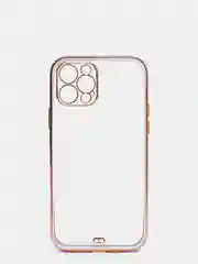 Сиреневый чехол силиконовый с золотым ободком для iPhone 12 Pro, с защитой камеры, разные цвета