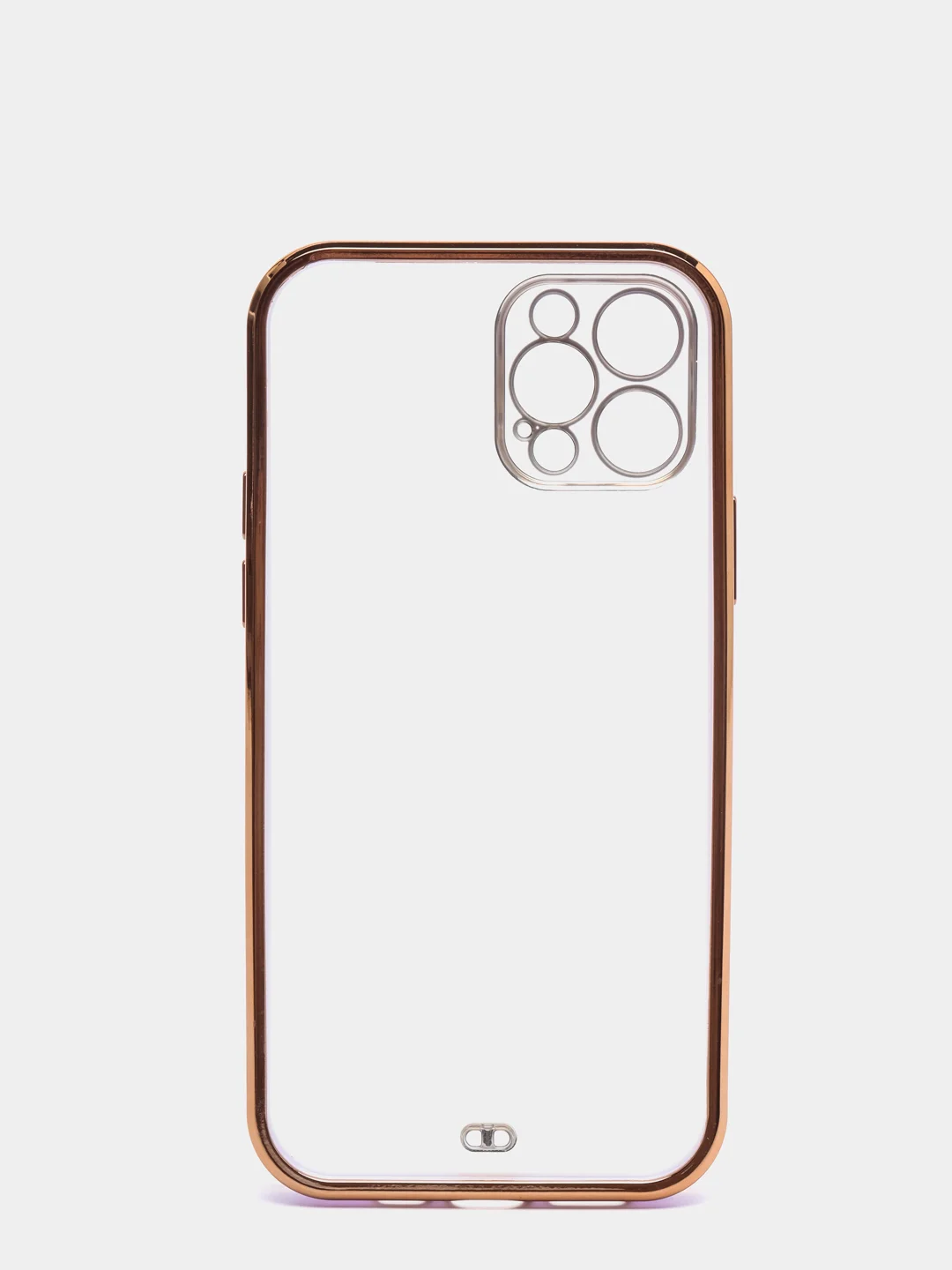 Сиреневый чехол силиконовый с золотым ободком для iPhone 12 Pro, с защитой камеры, разные цвета