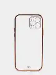 Сиреневый чехол силиконовый с золотым ободком для iPhone 12 Pro, с защитой камеры, разные цвета