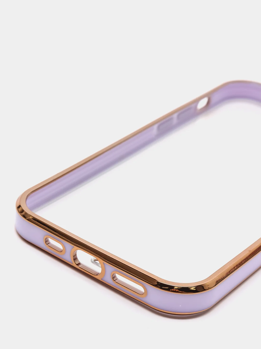 Сиреневый чехол силиконовый с золотым ободком для iPhone 12 Pro, с защитой камеры, разные цвета