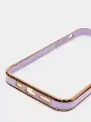 Сиреневый чехол силиконовый с золотым ободком для iPhone 12 Pro, с защитой камеры, разные цвета