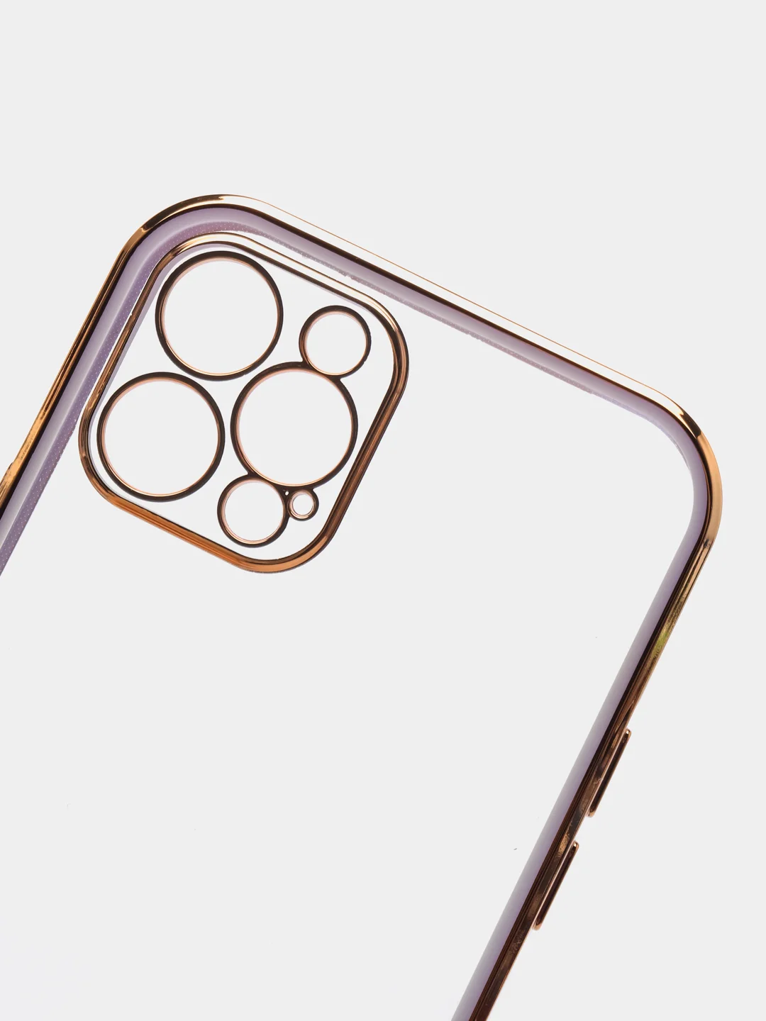 Сиреневый чехол силиконовый с золотым ободком для iPhone 12 Pro, с защитой камеры, разные цвета