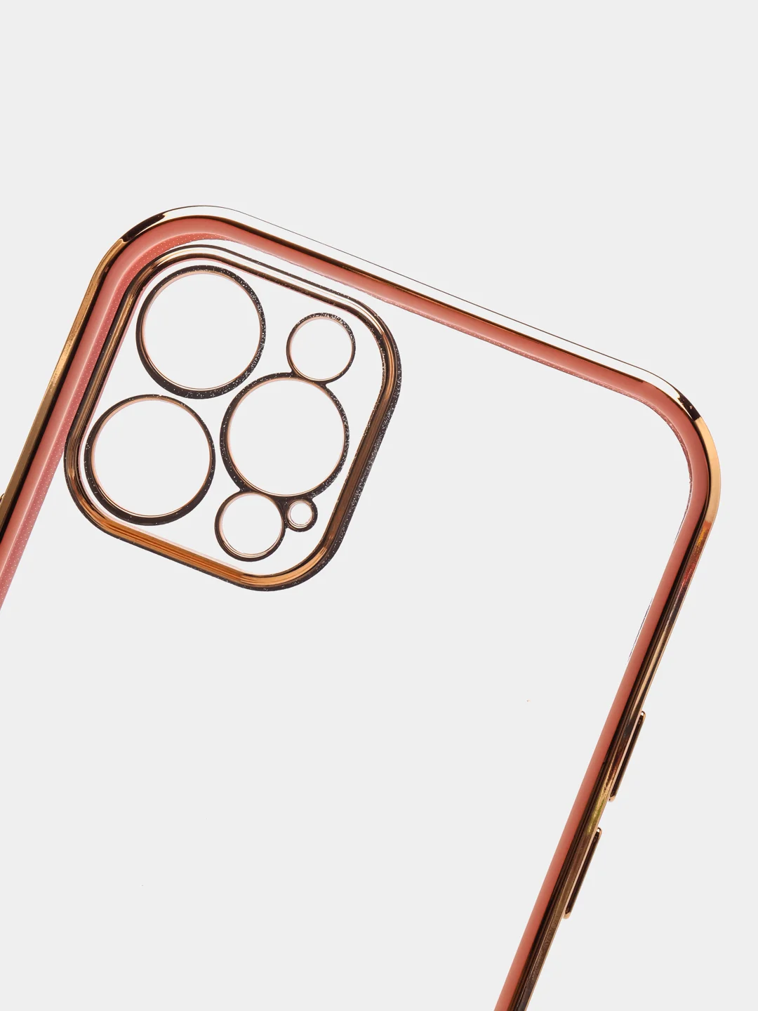 Розовый чехол силиконовый с золотым ободком для iPhone 12 Pro, с защитой камеры, разные цвета