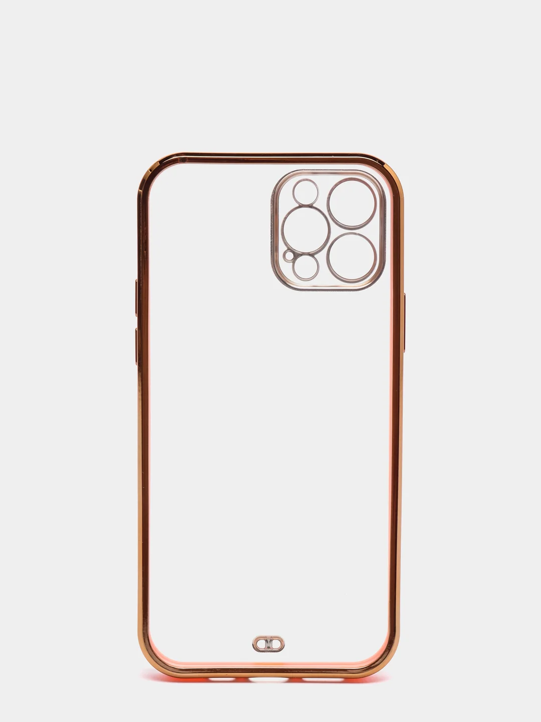 Розовый чехол силиконовый с золотым ободком для iPhone 12 Pro, с защитой камеры, разные цвета