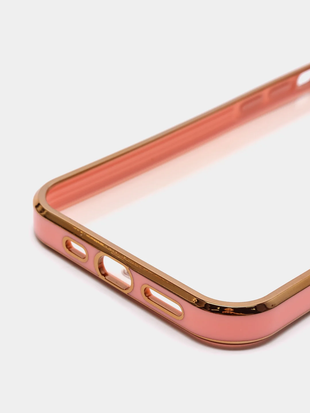 Розовый чехол силиконовый с золотым ободком для iPhone 12 Pro, с защитой камеры, разные цвета