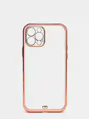 Розовый чехол силиконовый с золотым ободком для iPhone 12 Pro, с защитой камеры, разные цвета