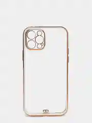 Белый чехол силиконовый с золотым ободком для iPhone 12 Pro, с защитой камеры, разные цвета