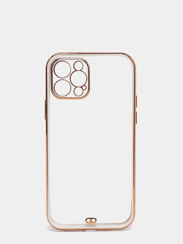 Чехол силиконовый с золотым ободком для iPhone 12 Pro, с защитой камеры, разные цвета