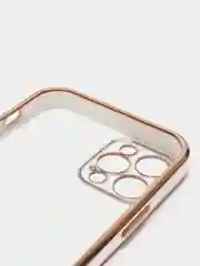 Белый чехол силиконовый с золотым ободком для iPhone 12 Pro, с защитой камеры, разные цвета