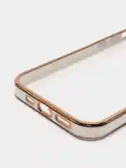 Белый чехол силиконовый с золотым ободком для iPhone 12 Pro, с защитой камеры, разные цвета