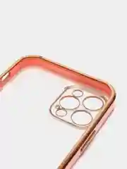 Розовый чехол силиконовый с золотым ободком для iPhone 12 Pro, с защитой камеры, разные цвета
