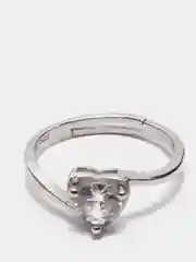 Серебряное безразмерное регулируемое кольцо "Сердце",  подарок девушке
