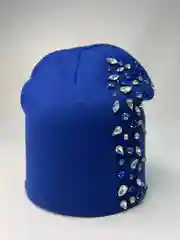 Синий шапка  женская со стразами ЛОСК