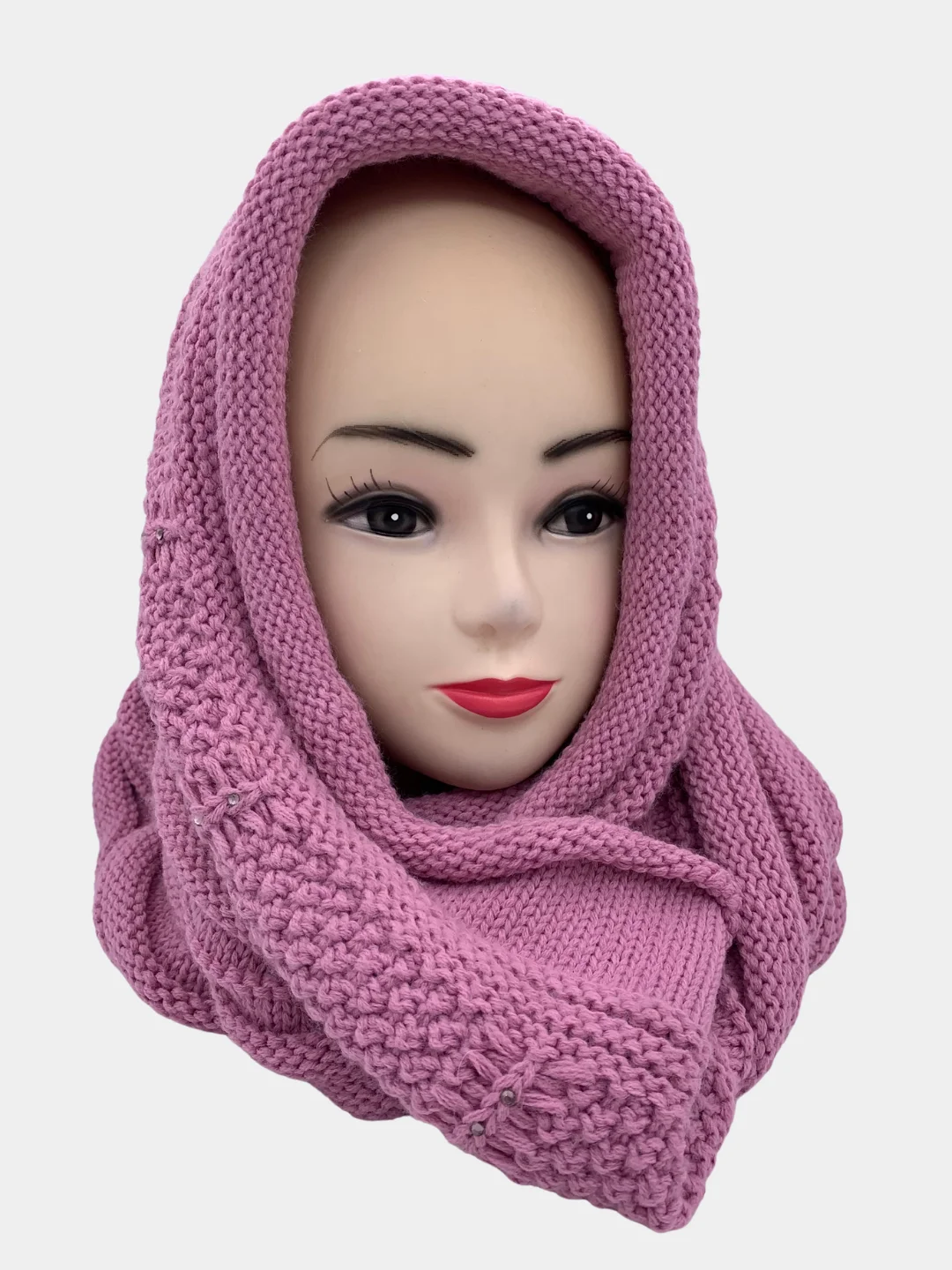 Кораллово-розовый труба вязанная на голову