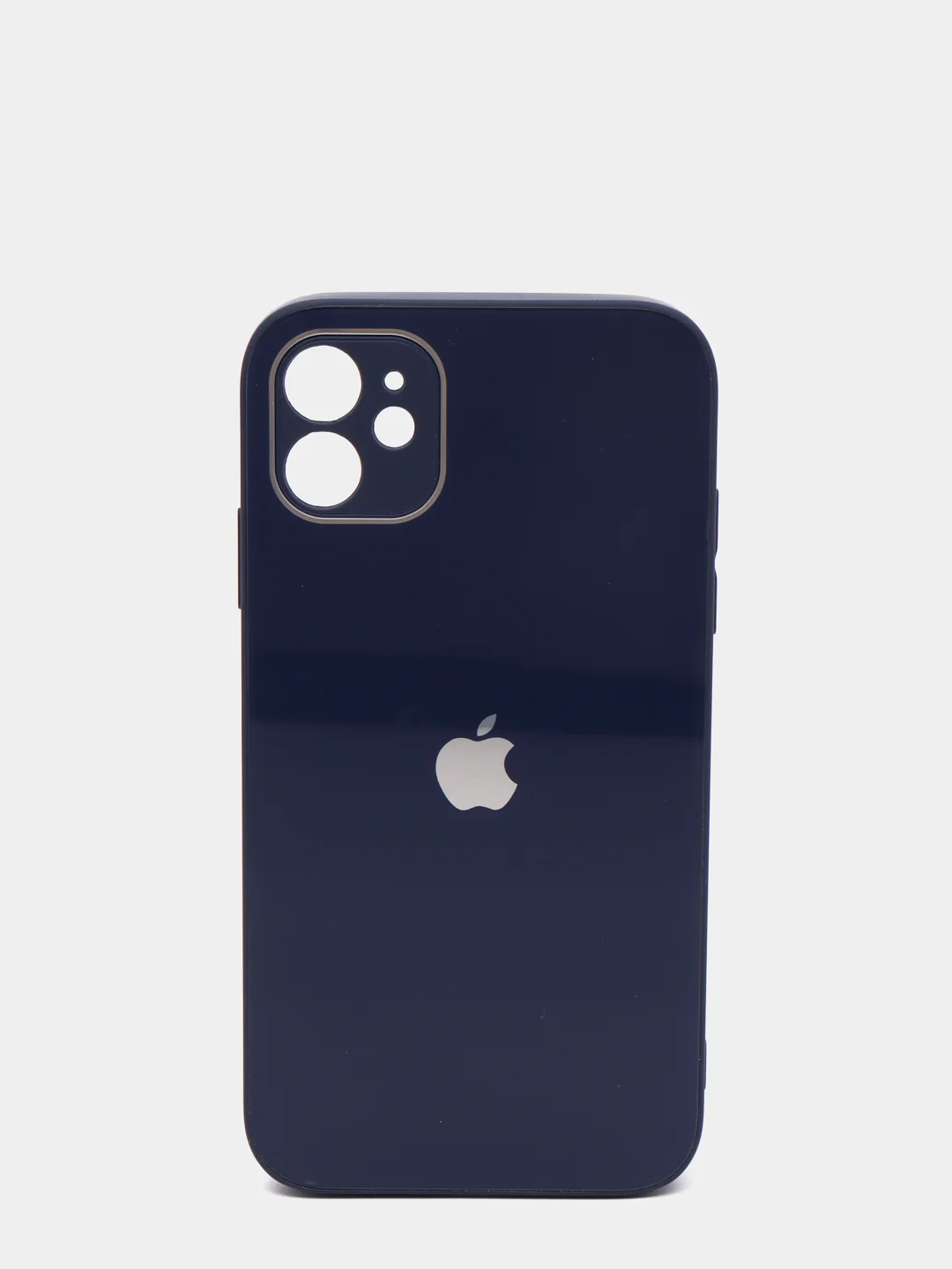 Синий чехол силиконовый со стеклянной панелью на Iphone 11