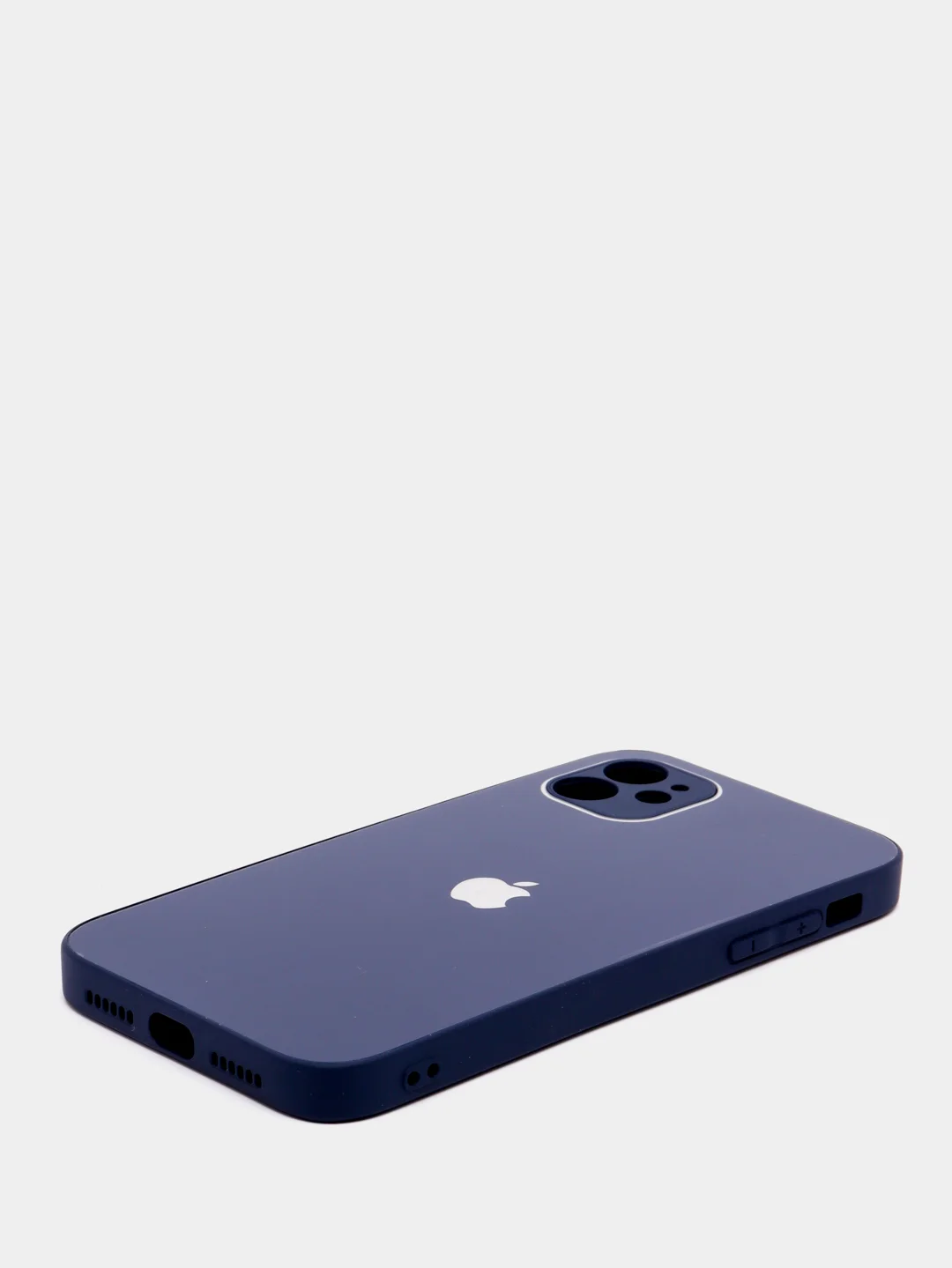Синий чехол силиконовый со стеклянной панелью на Iphone 11