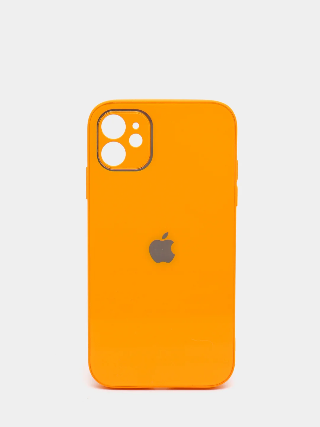 Желтый чехол силиконовый со стеклянной панелью на Iphone 11