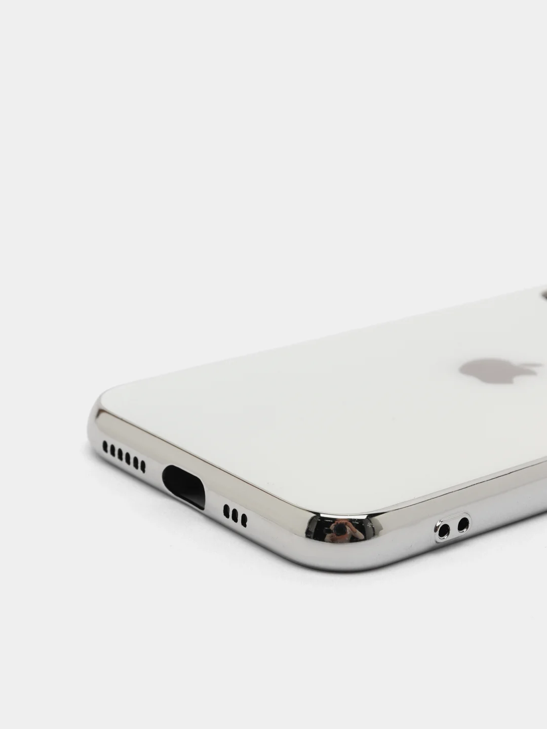 Белый чехол с блестками со стеклянной панелью Iphone 11,12,13,Pro,Max,XR,X,XS,7+,8+,7,8,SE,6,6S
