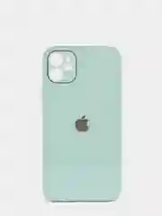 Бирюзовый чехол силиконовый со стеклянной панелью на Iphone 11