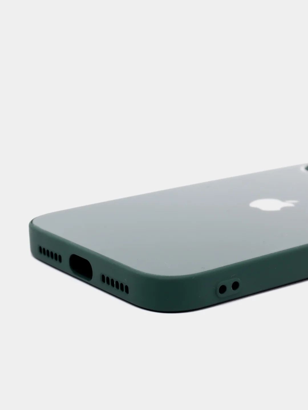 Зелёный хаки чехол силиконовый со стеклянной панелью на Iphone 11