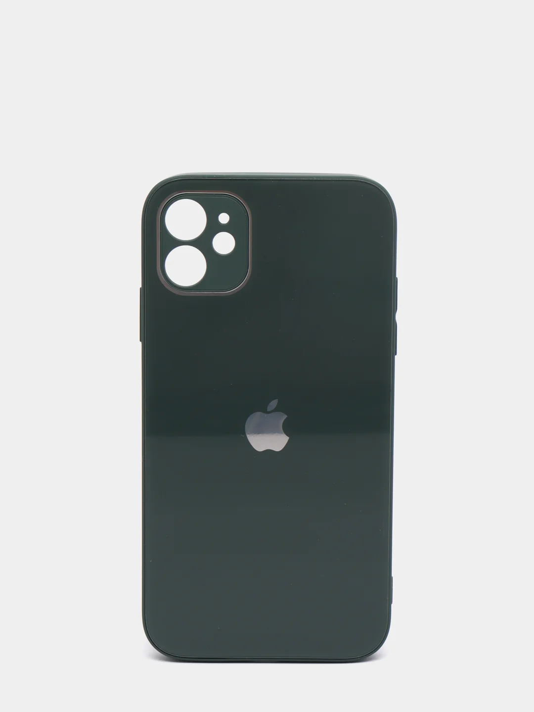 Зелёный хаки чехол силиконовый со стеклянной панелью на Iphone 11