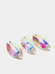 Стразы стеклянные, пришивные, "Лодочка" Crystal AB, имитация Сваровски Navette, 12 - 32 мм