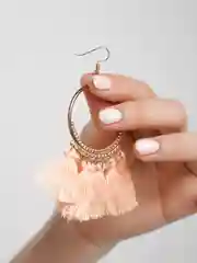 Конфетный серьги-кольца с кисточками